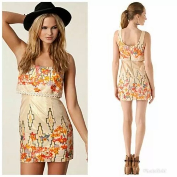 FREE PEOPLE Gold Western Mini Dress Big Bang 4 - Picture 2 of 7